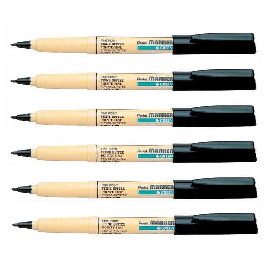Marqueurs pour textiles Pentel NM10 noir lot de 6