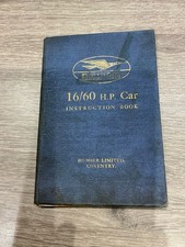 HUMBER 16/60hp SALOON ORIGINAL 1935 OWNERS INSTRUCTION & MAINTENANCE HANDBOOK