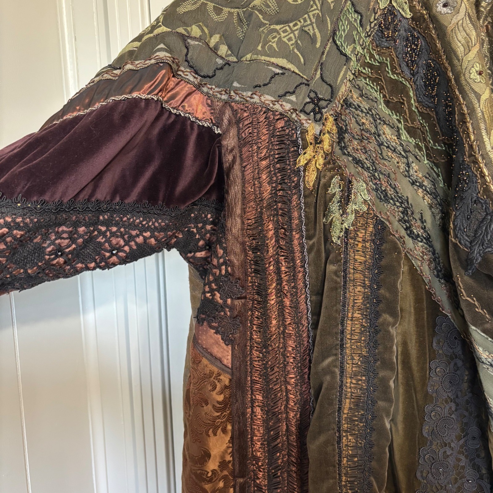 Vintage Crazy Quilt Patchwork Jacket Long Coat Ve… - image 15