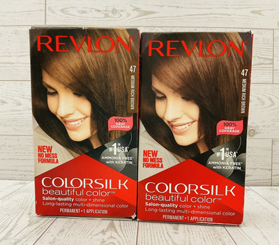 Revlon Colorsilk Permanent Hair Color 3D Dye 47, Medium Rich Brown (2 PACK)
