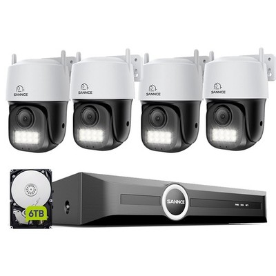 SANNCE 8CH NVR 5MP PT POE Security Camera IP System 3K Two Way Audio Color Night