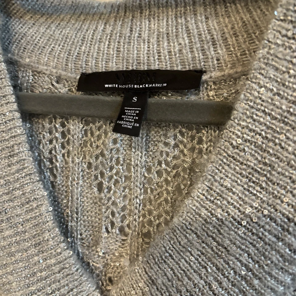 Suéter Casa Blanca Mercado Negro Gris Pluma y Lentejuelas Talla Pequeña Foto 4 de 4