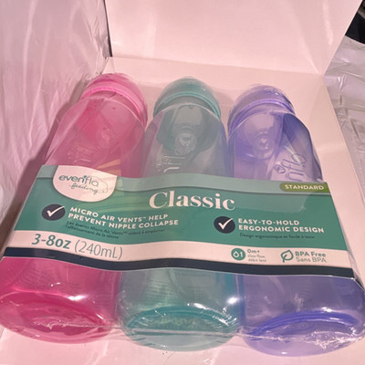 Evenflo Feeding Classic Standard Bottle Set 3-Pack 8oz BPA-Free Slow Flow