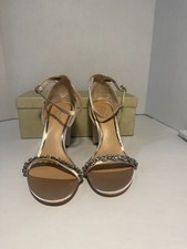 Jewel Badgley Mischka Women's Alyssa Block Heel Sandals US 5.5 Champagne