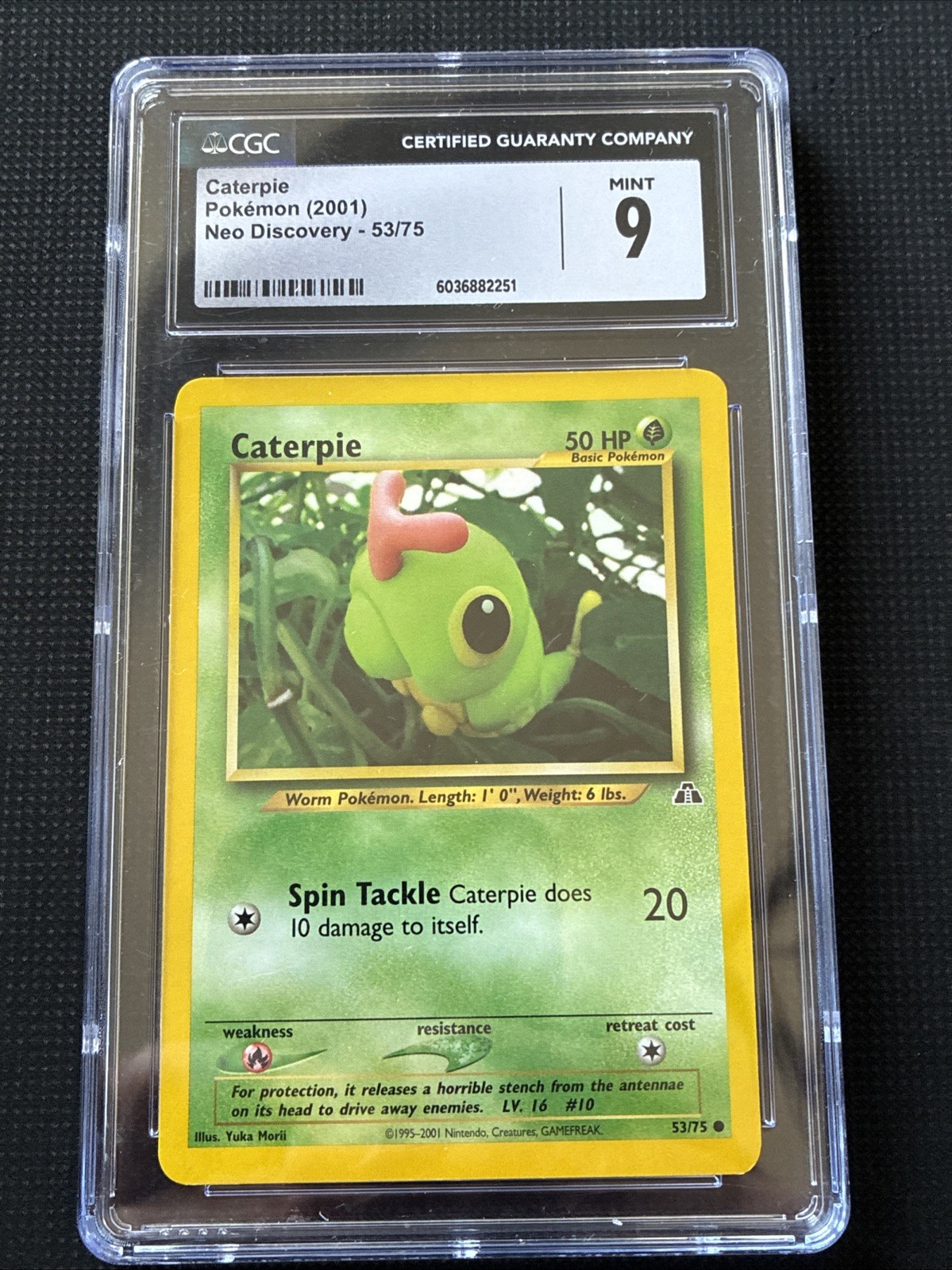 CGC 9 MINT Caterpie Neo Discovery 1st Edition 53/75 Pokemon Card