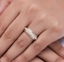 1.30 Ct Eternity Wedding Band Ring Round Cut Lab Grown Diamond 14K Yellow Gold