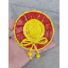 Handmade Mini Hat Red Yellow Decorative Craft Doll Accent