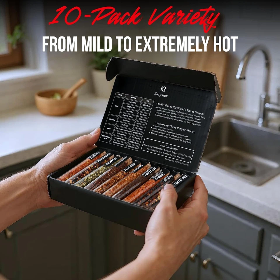 Paquete de variedad de copos de pimiento rojo triturado premium - 10 chiles secos de Mil Foto 2 de 4