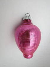 VINTAGE RARE PINK UFO TOP RIBBED LARGE SHINY BRITE CHRISTMAS ORNAMENT 3 1/2"