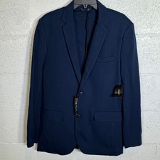 Alfani Mens Modern Knit Two Button Blazer Jacket Navy M 140
