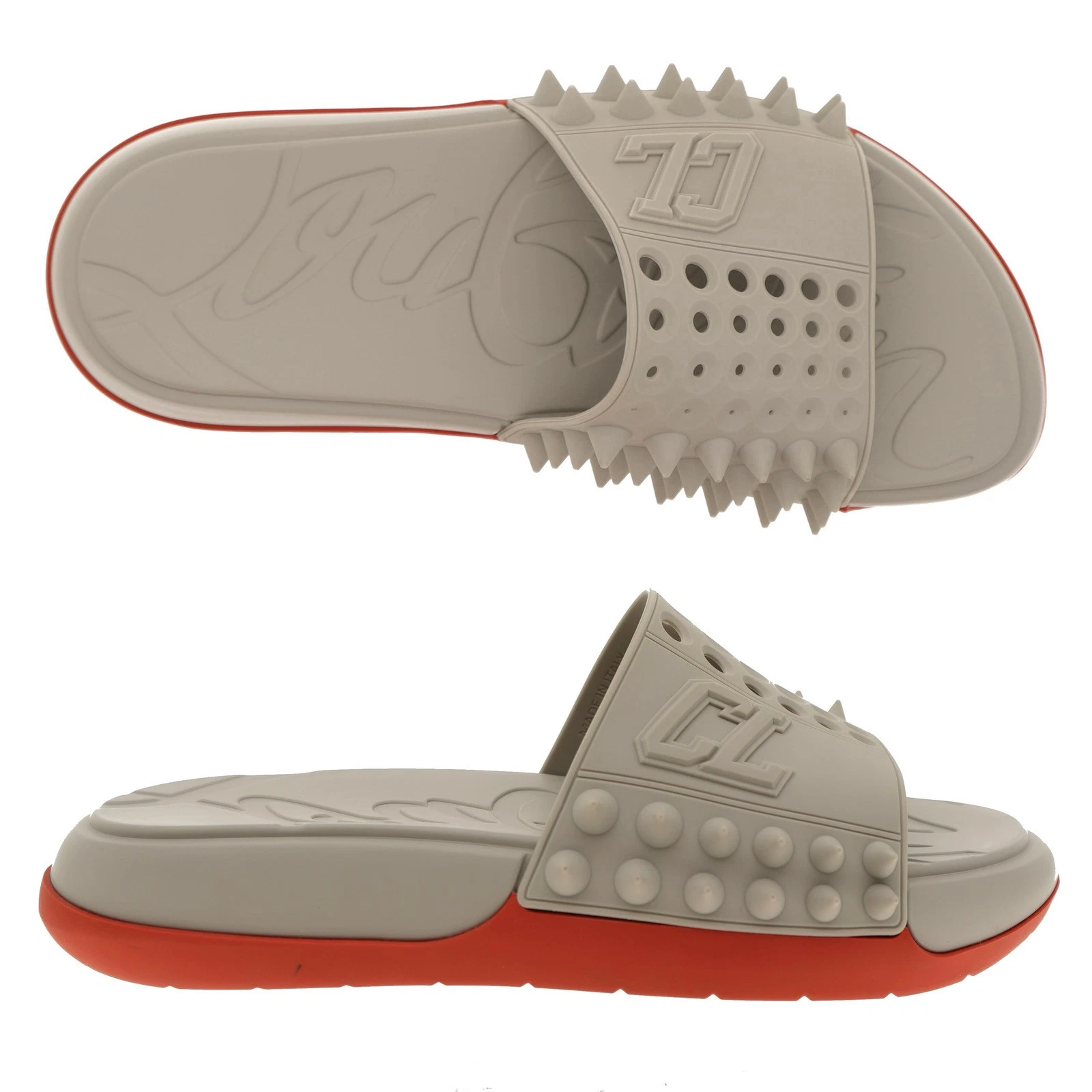 Christian Louboutin — Christian Louboutin Take It Easy Slides Grey Rubber Size 9 US New
