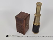 6" Nautical Handheld Pirate Brass Telescope with Anchor on Wooden Box, Sailor