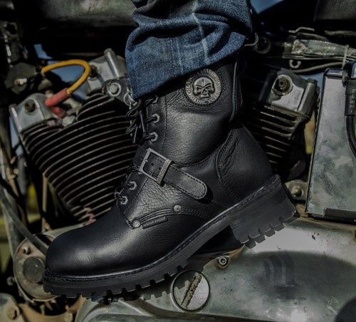 Botas de motocicleta impermeables Harley Davidson para hombre descoloridas Glory Skull negras D96299 - Imagen 8 de 8