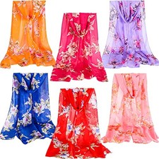 6 Pcs Scarves for Women Lightweight Summer Floral Print Pattern Scarf for