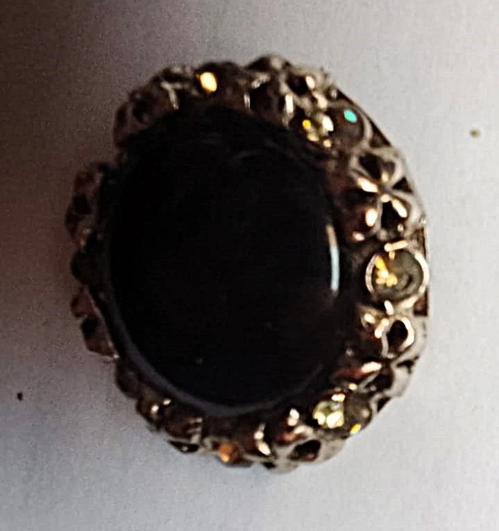 gruppo 2 BOTTONI GIOIELLO anni 70  * perla nera su base argento - Immagine 4 di 4