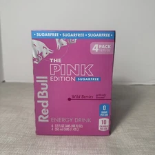 Red Bull Pink Edition Sugar Free Energy Drink, Wild Berries 12 FL Oz (Pack of 4)