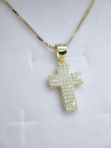 Croce in Argento 925 dorato con pave' zirconi bianchi Collana Argento Omaggio. - Imagen 13 de 13