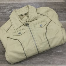 Joujou Zip Up Long Sleeve Brown Faux Leather Cropped Jacket Women's Size Small
