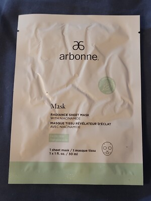 Arbonne Radiance Sheet Mask w/ Niacinamide for Dry Skin Vegan 1 oz. NEW