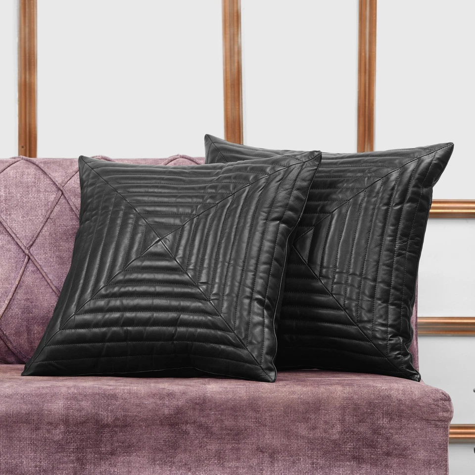 Genuine Lambskin Leather Pillow Cover Sofa Cushion Case Living Room & Bedroom #2 Foto 4 de 4