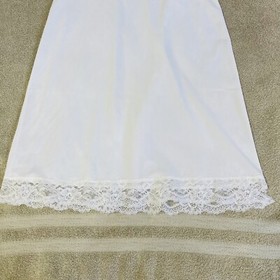 Vintage Kayser Full Slip White Lace Lined Top Slip Sz 32 Adjustable Straps