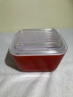 Vintage 1950's PYREX Red Refrigerator Dish 501-B Ribbed Lid 501-C
