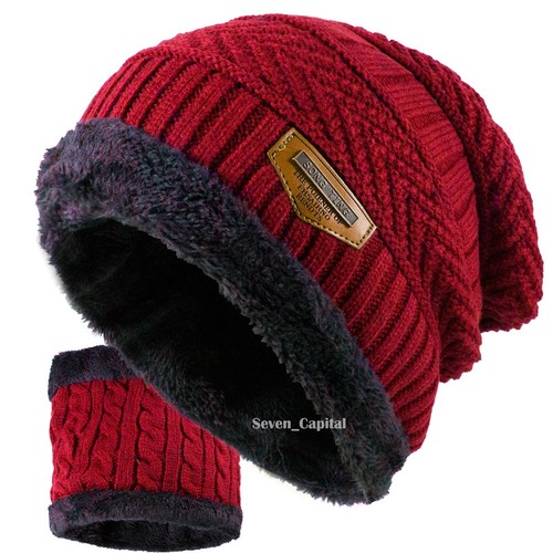 Mens Womens Winter Baggy Slouchy Knit Warm Beanie Hat and Scarf Ski Skull Cap - Picture 10 of 14