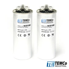 TEMCo 45+7.5 uf/MFD 370-440 VAC volts Round Dual Run Capacitor 50/60 Hz -Lot-2