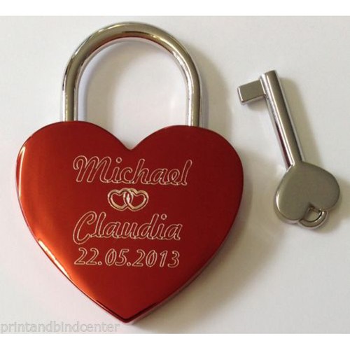Personalised Engraved Padlock Wedding Gift Love Heart Lock Anniversary With Key - Picture 9 of 20