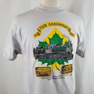 Mid-Continent Railway Historical Society T-Shirt Large Single Stitch USA Vintage