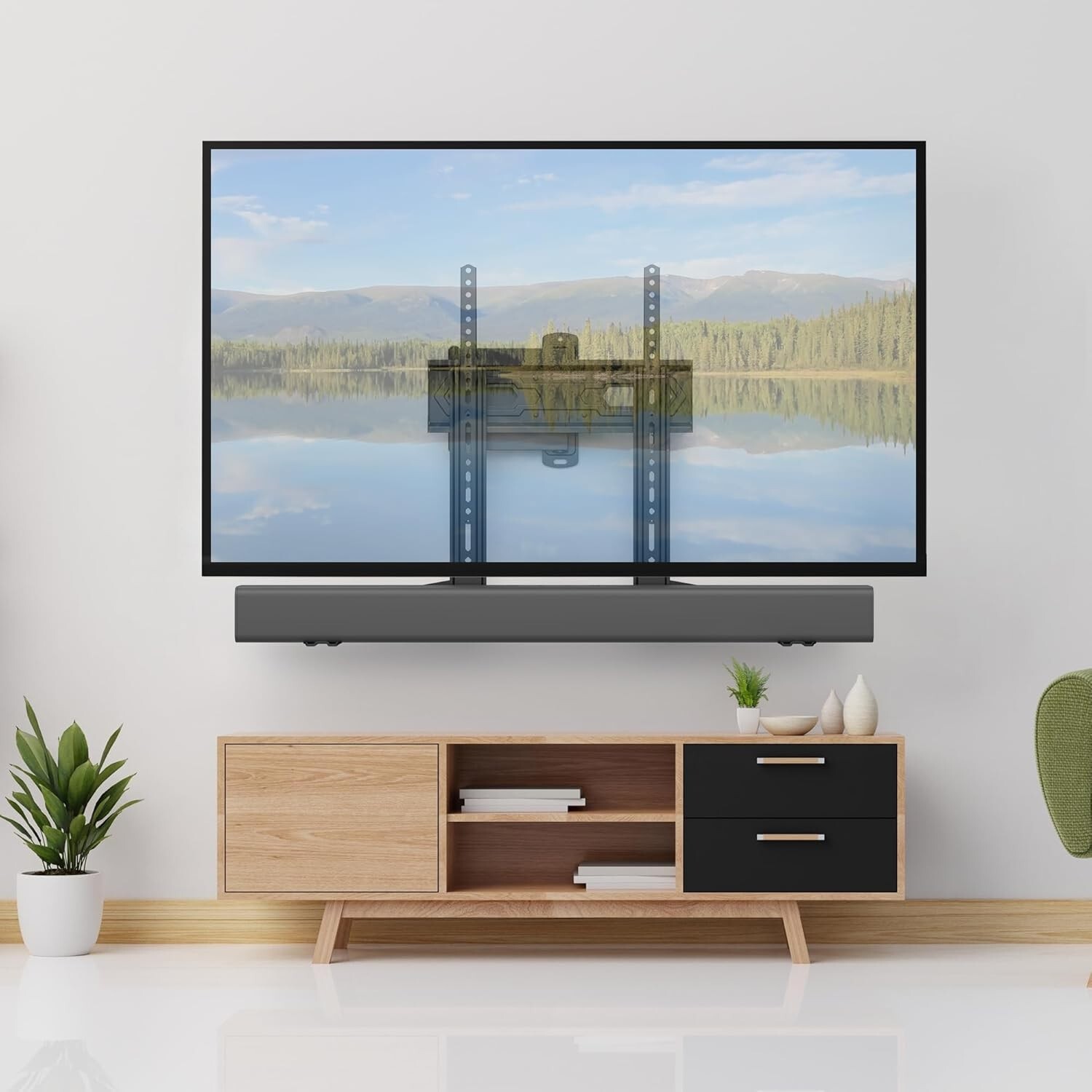 Soundbar Mount, Flexible Sound Bar TV Mount for Mounting above or Under TV, Fits-image