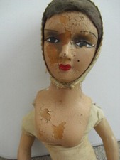 BIG Vintage 1920s Composition Cloth French Boudoir Girl Doll 27" Tall