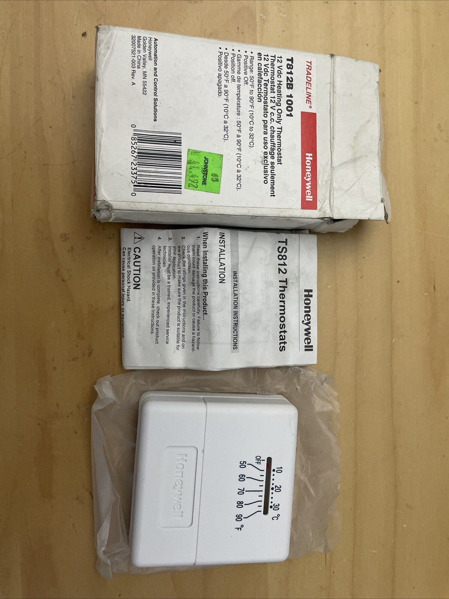 Honeywell Tradeline T812B-1001 12VDC Heating Only Thermostat (New