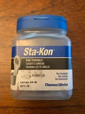 Ring Terminal Connector E6-38 Sta-kon, Uninsulated 6 awg 3/8" Bolt NOT full pack