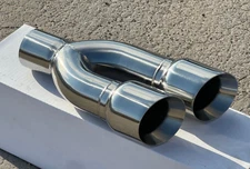JST130 3" Stainless Dual Round Exhaust Tip 4" x 8 3/4" Outlet / 16" Long