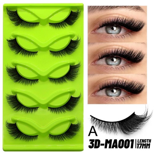 5 Pairs Cat Eye Lashes Faux Mink Eyelashes Winged End Elongated Eye New S2I7 - Foto 27 di 32