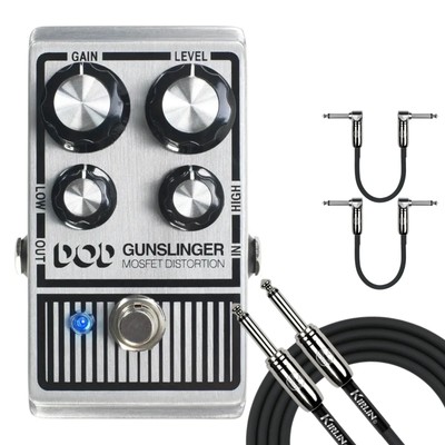 Digitech DOD Aggressive Distortion Guitar Effects Pedal Gunslinger  W-CABLES