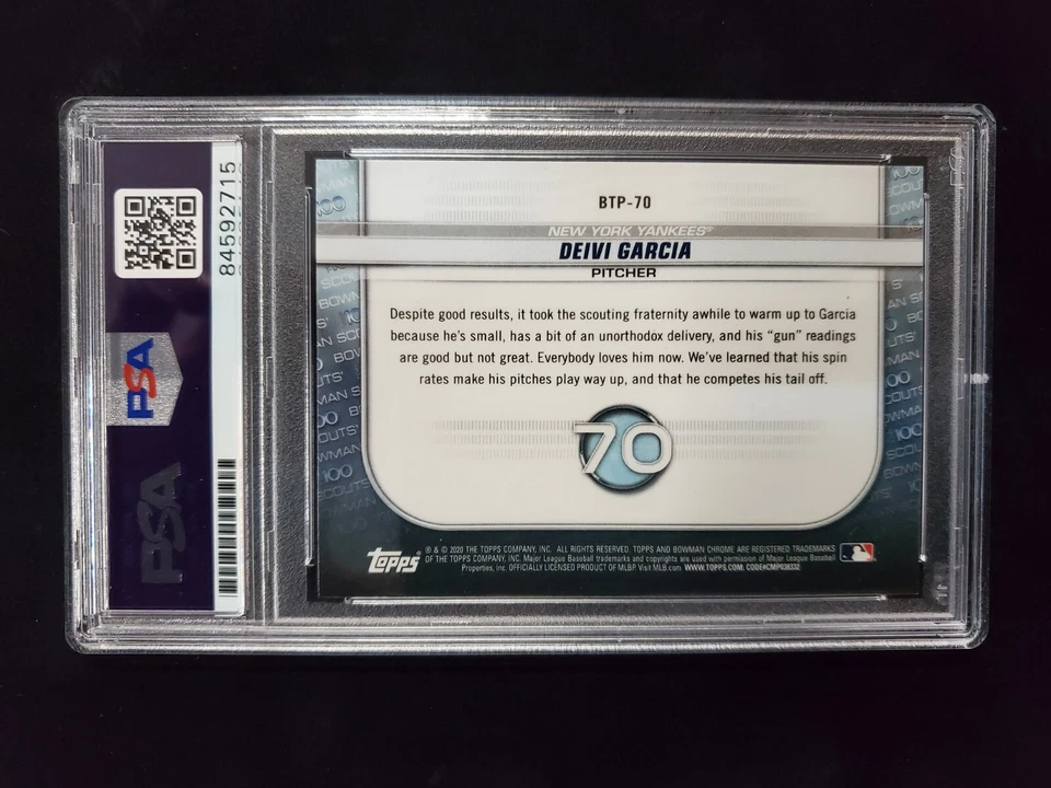DEIVI GARCIA AUTOGRAPHED TOPPS BOWMAN YANKEES BTP-70 PSA SLABBED - Image 2 of 2