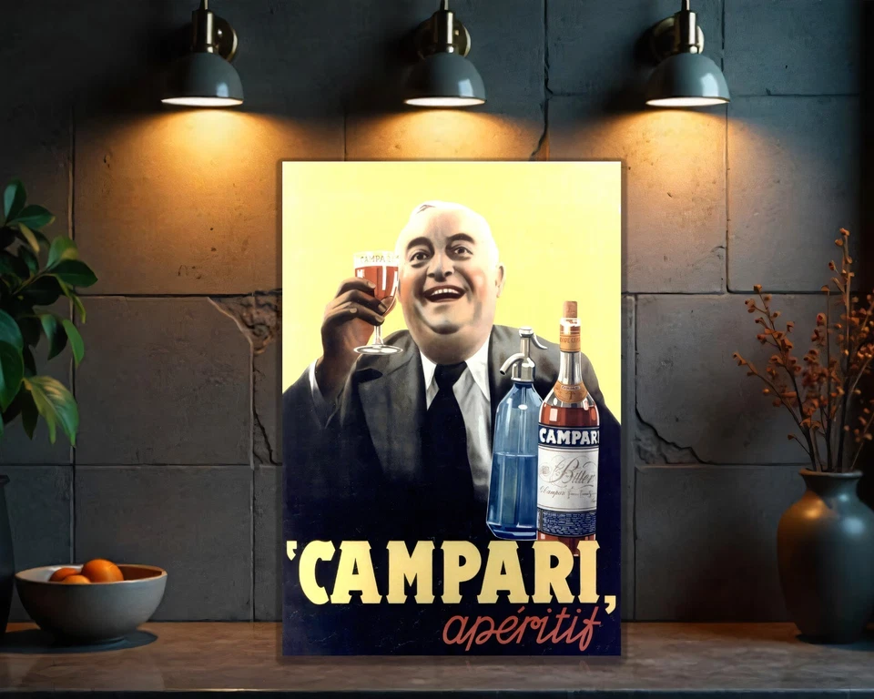 Yellow Campari Apéritif Vintage Classic Italian  Hevay Metal Sign –  (60x40CM ) - Image 2 of 4