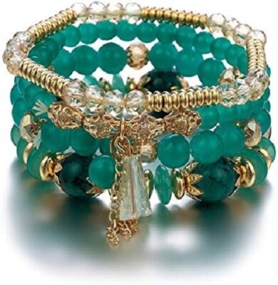 4 PC Handmade Bohemian Beaded Stackable 6 1/4'' Plus Stretch Bracelet Set A448