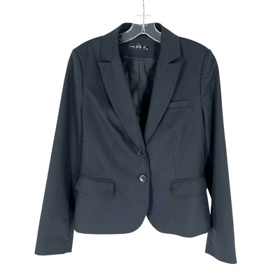 Hallhuber Blazer Womens Size 6 Navy Micro-Pinstripe Notch Lapel 2 Button Jacket