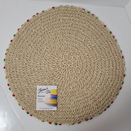 4 New Fiesta Cabo Holiday Bead Placemats 15" Red, Green, White Wood Beads Cat#JK - Picture 2 of 5