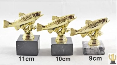 EIGENMARKE Angel-Fischer-Fisch Trophäe /Pokal 3er set oder einzeln incl. Beschriftung