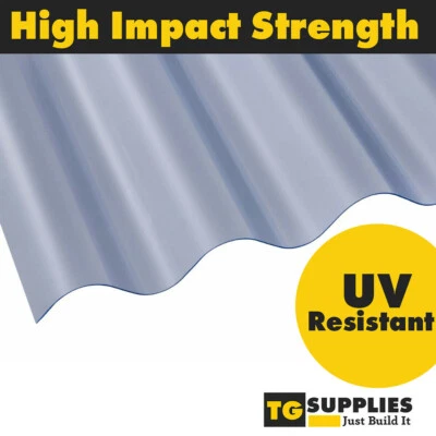 PALRAM High Impact CLEAR Corrugated 3" PVC Roofing Sheets UV Protected | VARIOUS SIZES
