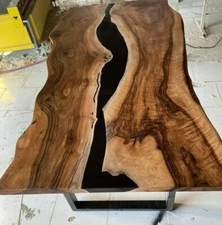 Black Epoxy Table | Wooden Table |Resin Table |Epoxy Desk |Acacia Wood Table Top