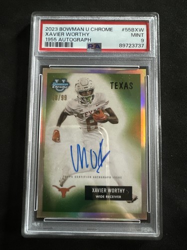 XAVIER DEGNO 2023 Bowman U su carta 1955 autografo verde 58/99 PSA 9 - Foto 1 di 3