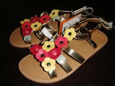 Gymboree Friendship Camp gold flower sandals shoes NWT 4 big girls