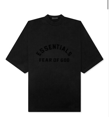 FEAR OF GOD ブラック Tシャツ FEAR OF GOD ESSENTIALS HEAVY JERSEY CREWNECK T-SHIRT - JET BLACK