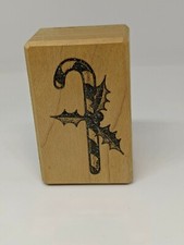 Small Candy Cane - Wood / Rubber Stamp -Mail Expressions 2 x 1.25