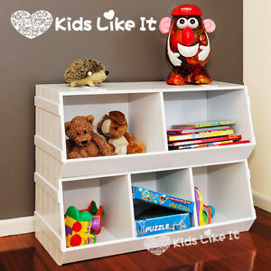 toy storage shelves with boxes